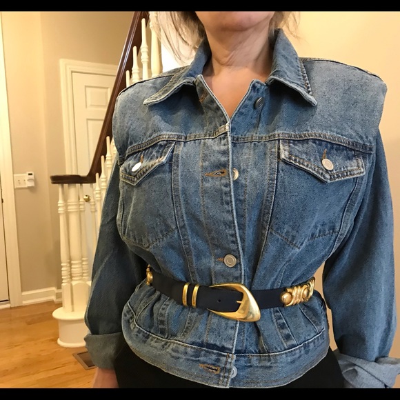 Gold And Black Leather Belt - Picture 1 of 2